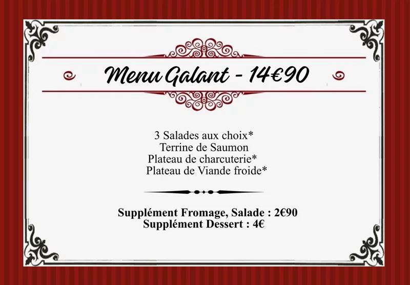 Menu traiteur Galant